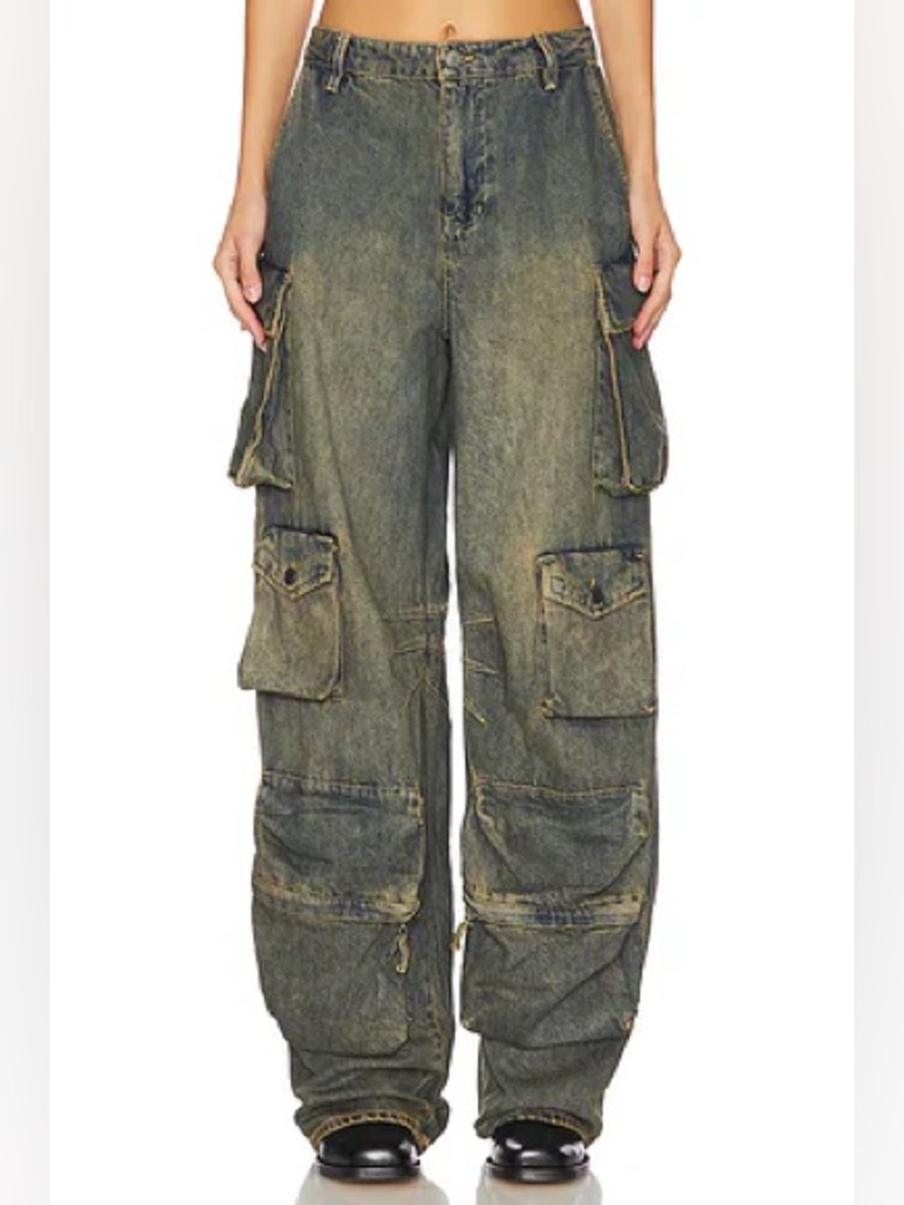 AFRM Parker Jeans in Tinted Grunge Wash Cargo Size 25